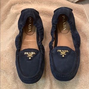 Prada Blue Suede Driving Shoes